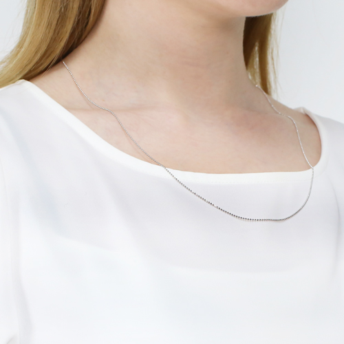 イタリア製 SILVER925 カットボールチェーン ペンダント用 スペアチェーン（ロジウムメッキ仕上げ） 4521-DB21