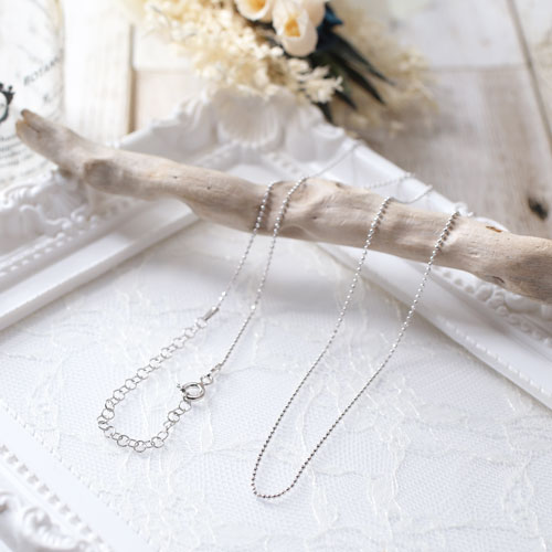 イタリア製 SILVER925 カットボールチェーン ペンダント用 スペアチェーン（ロジウムメッキ仕上げ） 4521-DB21