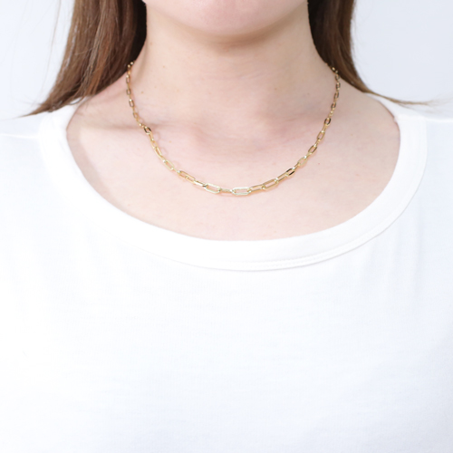 18金 ペーパークリップ スクエアカット アズキ ネックレス 45cm  4550-MS21