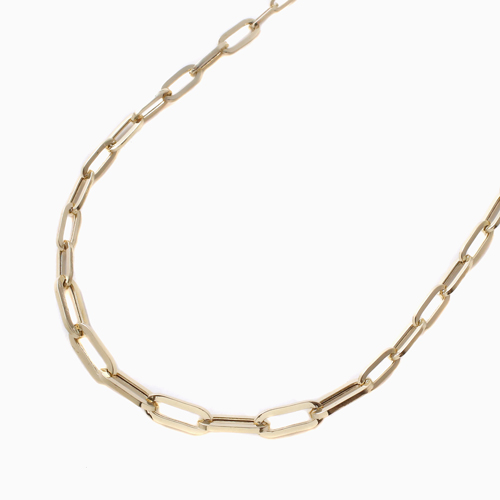 18金 ペーパークリップ スクエアカット アズキ ネックレス 45cm  4550-MS21