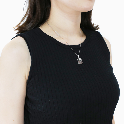 ドイツ製 シルバー925 ユニークシリーズ フクロウ キュービックジルコニア ペンダント カットボールチェーン付き 4560-AD21