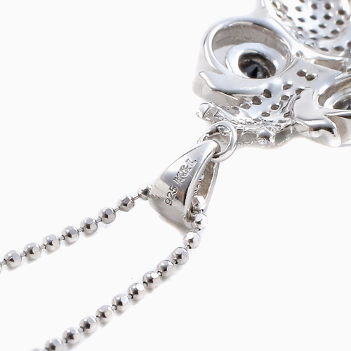 ドイツ製 シルバー925 ユニークシリーズ フクロウ キュービックジルコニア ペンダント カットボールチェーン付き 4560-AD21