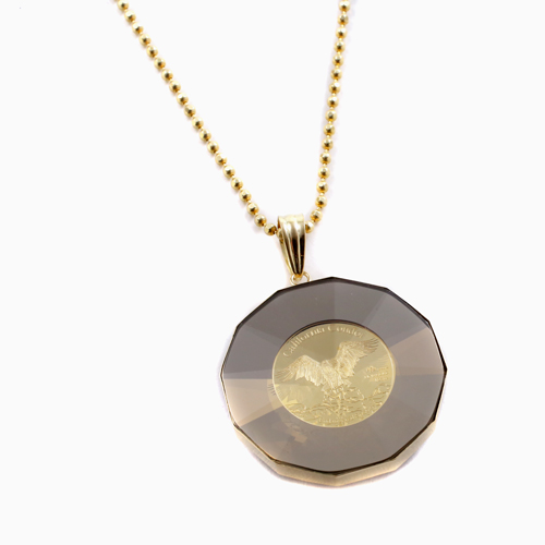 純金 インディアン＆カルフォルニア・コンドル コイン 18金 コイン ペンダント 4568-HG21