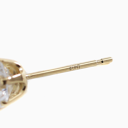 日本製 18金 K18 キュービックジルコニア スタッド ピアス  一粒 シンプル 4571-HG21