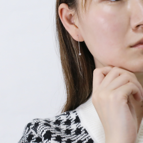 日本製 プラチナ Pt900 アメリカンピアス キュービックジルコニア　4613-UK21