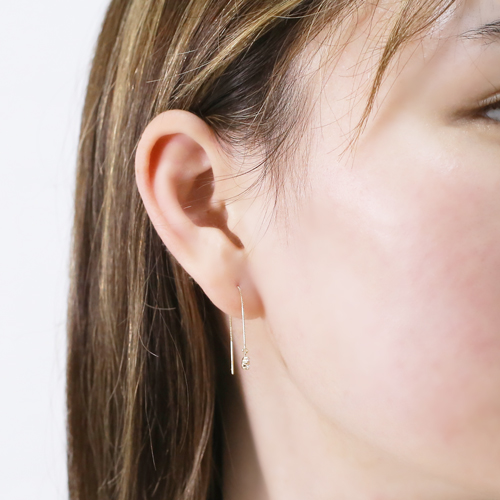 日本製 10金 K10 アメリカンピアス キュービックジルコニア　4634-UK21