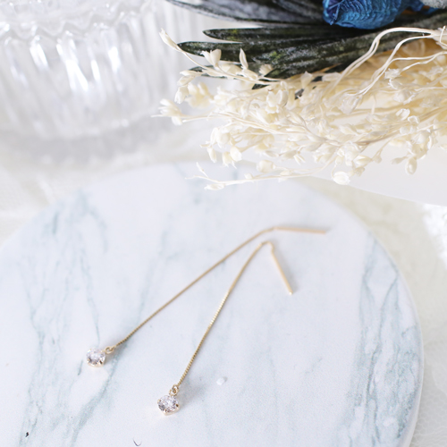 日本製 10金 K10 アメリカンピアス キュービックジルコニア　4634-UK21