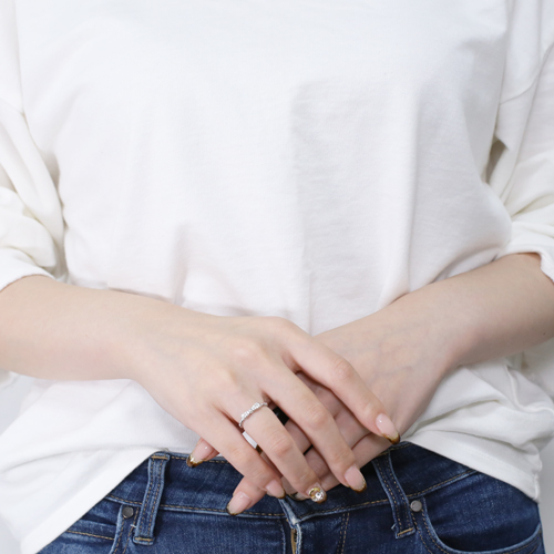 日本製 18金WG リボン フリーサイズ ミラーボール リング ダイヤモンド 合計約0.14カラット 4648-JK21