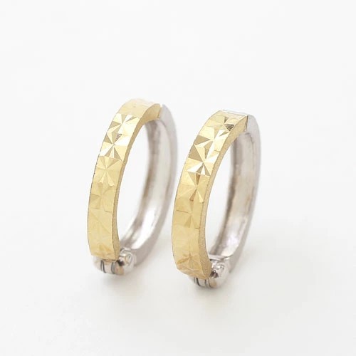 【送料無料】ピアスのようなイヤリング １８金リバーシブル ピアリング ダイヤモンドカット 4663-UK21