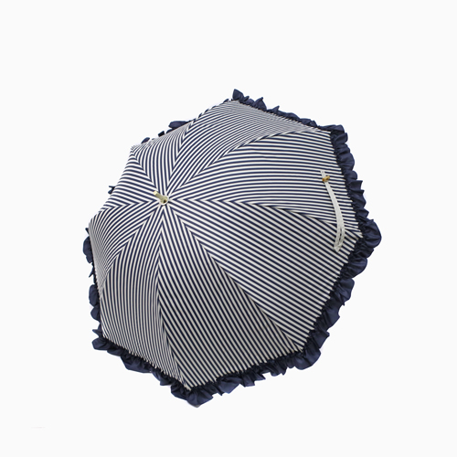 晴雨兼用傘　ストライプフリル　ディープブルー zakka-happybird_ot-parasol-38