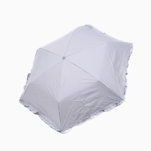 送料無料】日傘/傘/折りたたみ傘 紫外線遮蔽 フリル グレー