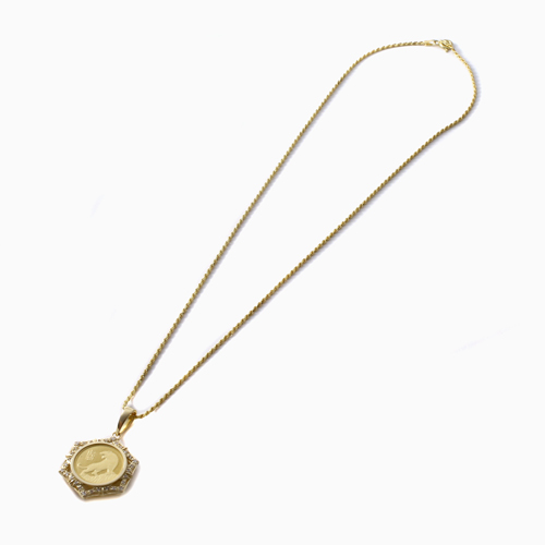 純金 K24 ダイヤモンド 0.25ct 虎 コイン ペンダント 1/10オンス  4755-HG22