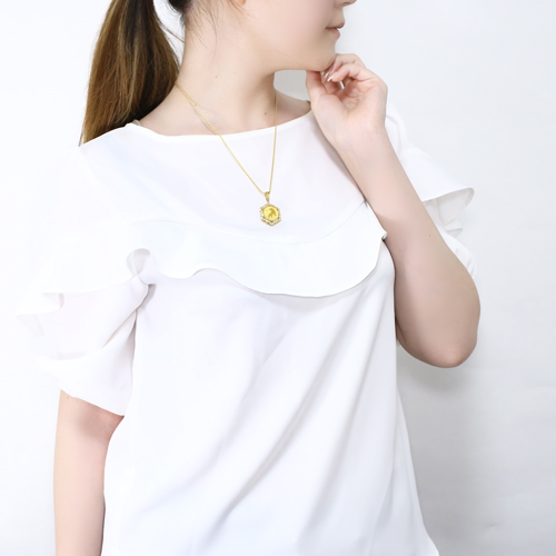 純金 K24 ダイヤモンド 0.25ct 虎 コイン ペンダント 1/10オンス  4755-HG22