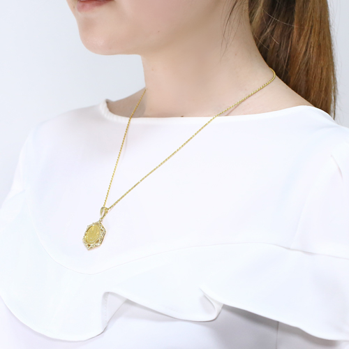 純金 K24 ダイヤモンド 0.25ct メイプルリーフ コイン ペンダント 1/10オンス 4757-HG22