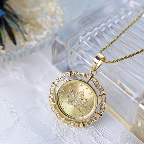 ノンブランドジュエリー メープルリーフコイン ペンダントトップ 作り  
