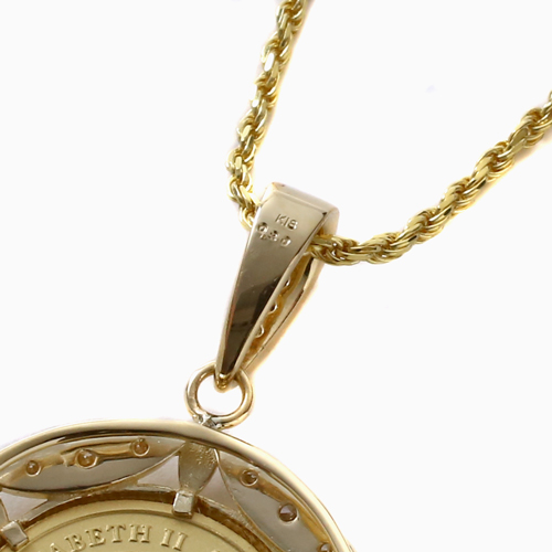 純金 K24 ダイヤモンド 0.2ct 虎 コイン ペンダント 1/10オンス  4760-HG22