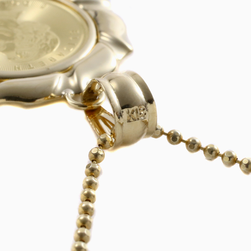 K24 18金 メイプルリーフ 1/10 コイン ペンダント 3.1g デザイン枠 4779-HG22