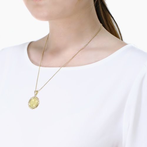 K24 18金 メイプルリーフ 1/10 コイン ペンダント 3.1g デザイン枠 4779-HG22