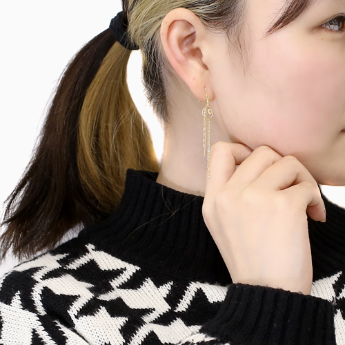 18金 K18 ピアス ペダル＆アズキ フック式 4805-UK23