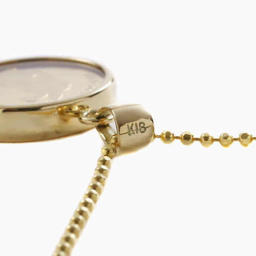 純金 1/30 ラビット＆エリザベス二世 コインペンダント 18金 両面ガラス付　4835-MS23