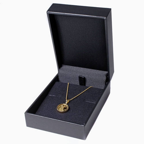 純金 1/30 ラビット＆エリザベス二世 コインペンダント 18金 両面ガラス付　4835-MS23