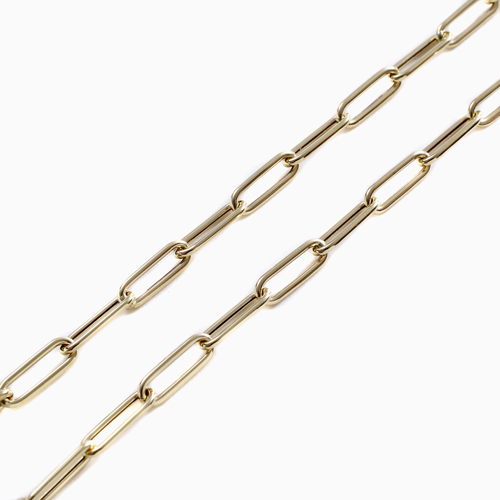 イタリア製 18金 ペーパー クリップ 45cm ネックレス（スクエア・カット アズキ）　4880-GC23