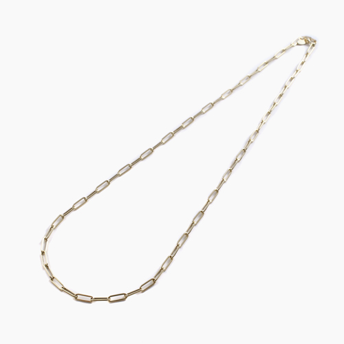 イタリア製 18金 ペーパー クリップ 45cm ネックレス（スクエア・カット アズキ）　4880-GC23