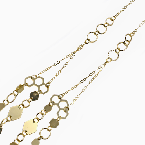 18金 セミハンドメイド 2連 ネックレス 45cm 5.1g 4931-JU23