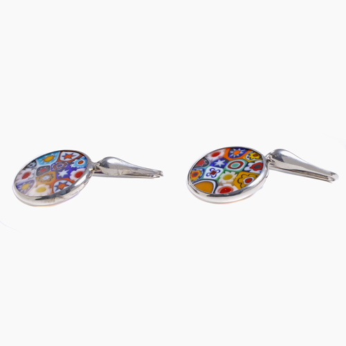 【クリックポスト対応】 ベネチアンガラス ミレフィオリ ピアス 14mm 4992-GO23