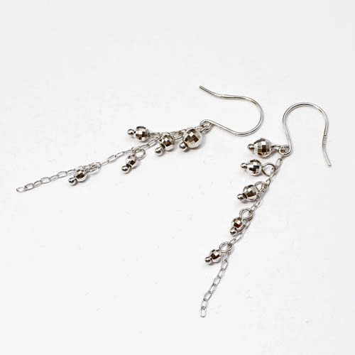 10金 ホワイトゴールド ピアス ミラクルカット ミラーボール K10WG フック式　5004-WG15