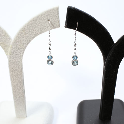 10金 ホワイトゴールド ピアス ブルートパーズ K10WG フック式　5007-WG15