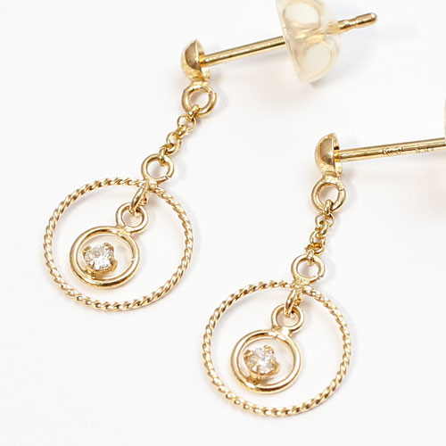 10金 ピアス ダイヤモンド 0.01ct K10YG キャッチ式　5008-YG15