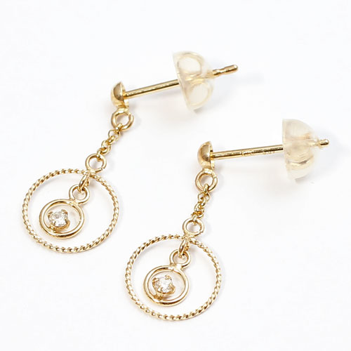 10金 ピアス ダイヤモンド 0.01ct K10YG キャッチ式　5008-YG15