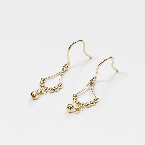 18金 ピアス ミラクルカット ミラーボール K18YG フック式　5010-YG15