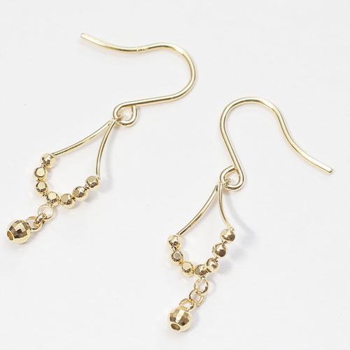 18金 ピアス ミラクルカット ミラーボール K18YG フック式　5010-YG15