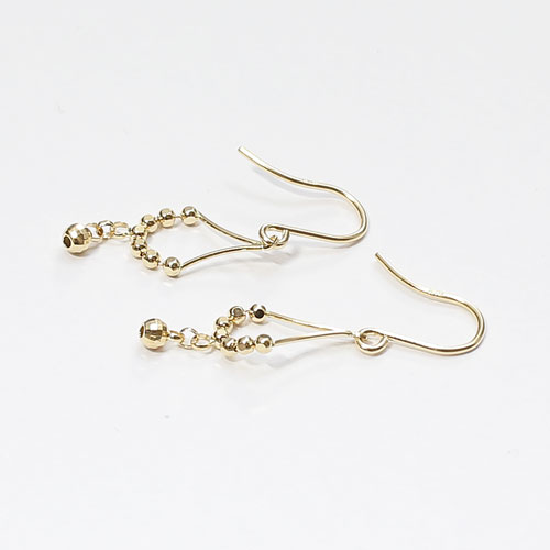 18金 ピアス ミラクルカット ミラーボール K18YG フック式　5010-YG15