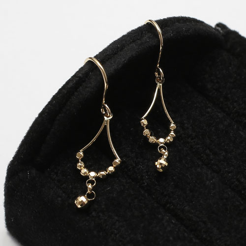 18金 ピアス ミラクルカット ミラーボール K18YG フック式　5010-YG15