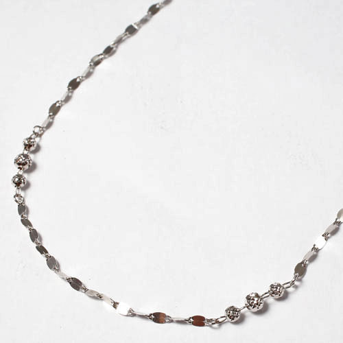 18金 ホワイトゴールド ネックレス きらきらボール ペダル チェーン ロング 80cm　5018-WG15