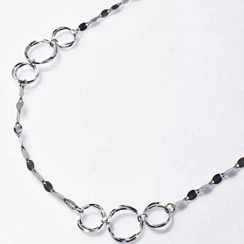 18金 ホワイトゴールド きらきら サークル ペダル チェーン ネックレス 80cm　5019-WG15