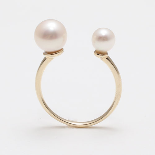 10金 イエローゴールド 淡水パール フォークリング フリーサイズ　5026-RG15