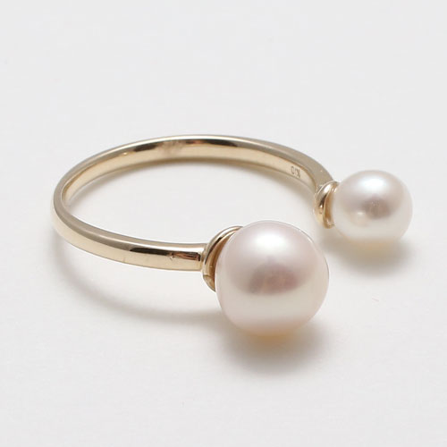 10金 イエローゴールド 淡水パール フォークリング フリーサイズ　5026-RG15