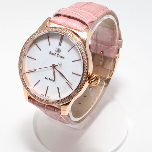 腕時計 革ベルト ピンク ウォッチ Royal　Crown　5028-WL15