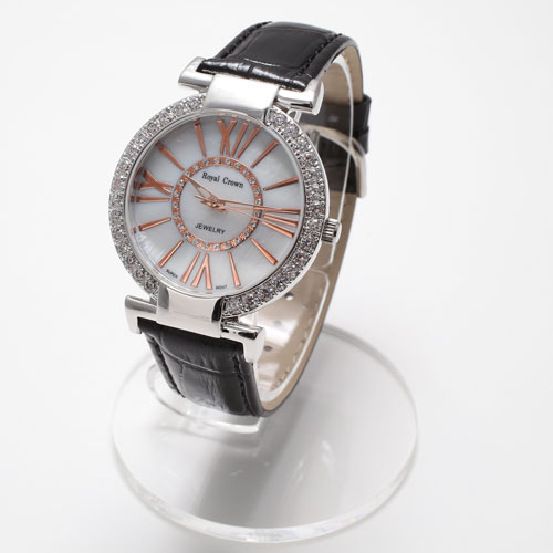腕時計 革ベルト ブラック ウォッチ Royal　Crown ジュエリー　5033-WL15