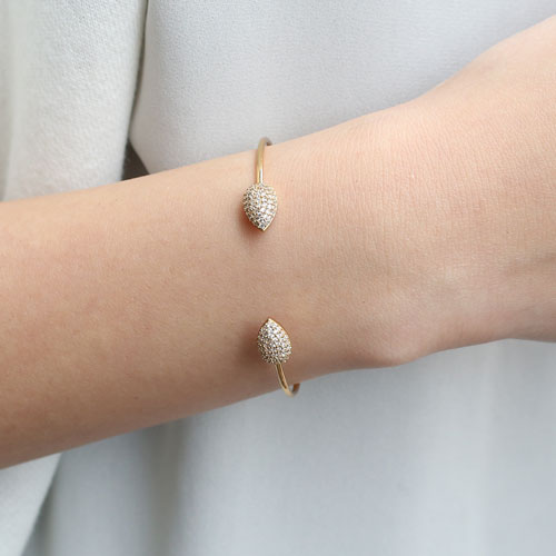 シルバー バングル キュービックジルコニア (しずく型) タイ製　5045-BS16