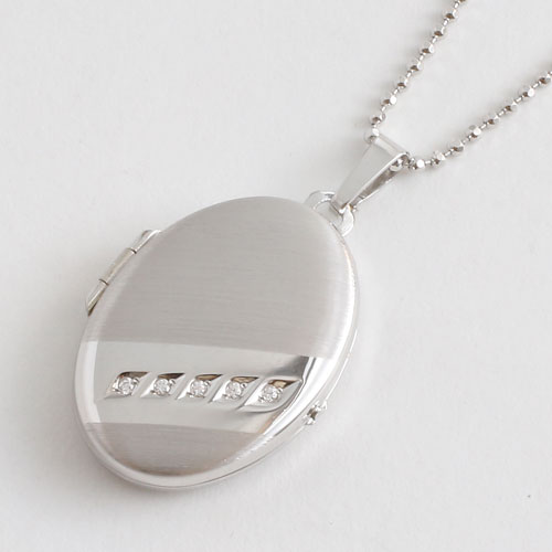 シルバー ロケットペンダント キュービックジルコニア オーバル MERZ　5147-LS16