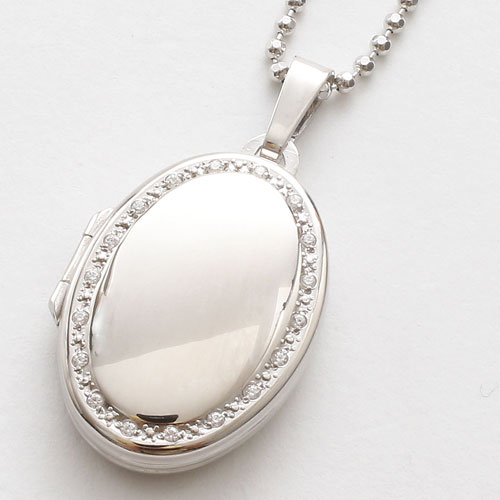 シルバー ロケットペンダント キュービックジルコニア オーバル MERZ　5149-LS16