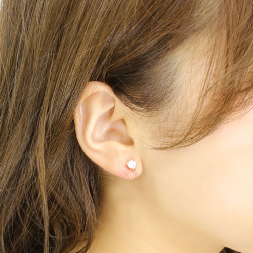 10金 K10 K10PG イヤリング アメジスト ジルコニア リバーシブル　5157-EG16