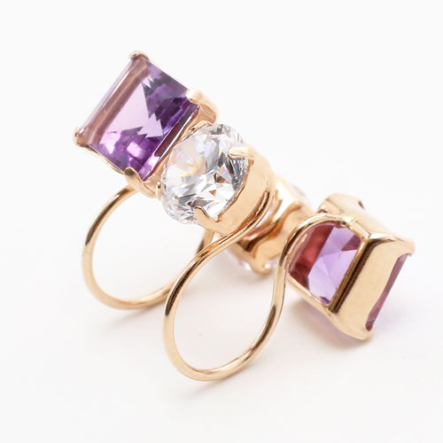 10金 K10 K10PG イヤリング アメジスト ジルコニア リバーシブル　5157-EG16