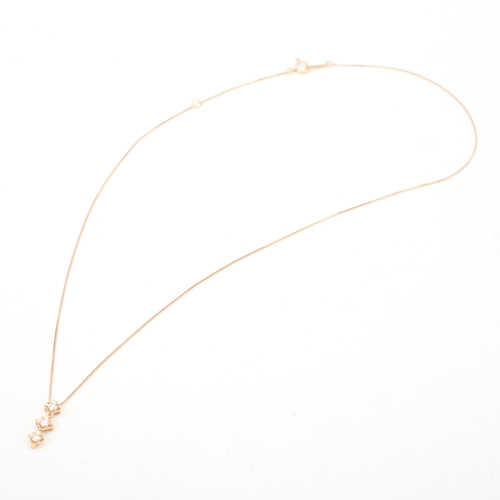 日本製 10金ピンクゴールド ダイヤモンド 0.15ct スリーストーン 2way ペンダント 5165-PG16