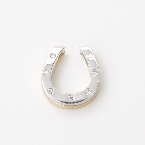 日本製 10金 YG＆WG 馬蹄 ペンダントジャケット ダイヤモンド 0.11ct 5168-PG16